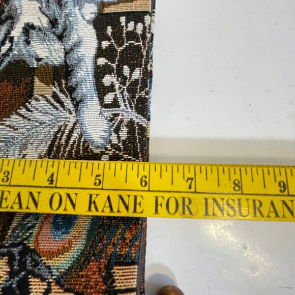 Vintage Cat Theme Woven Tapestry Wall Hanging 21" X 5.75" With Wooden Rod & Loop - Picture 6 of 9